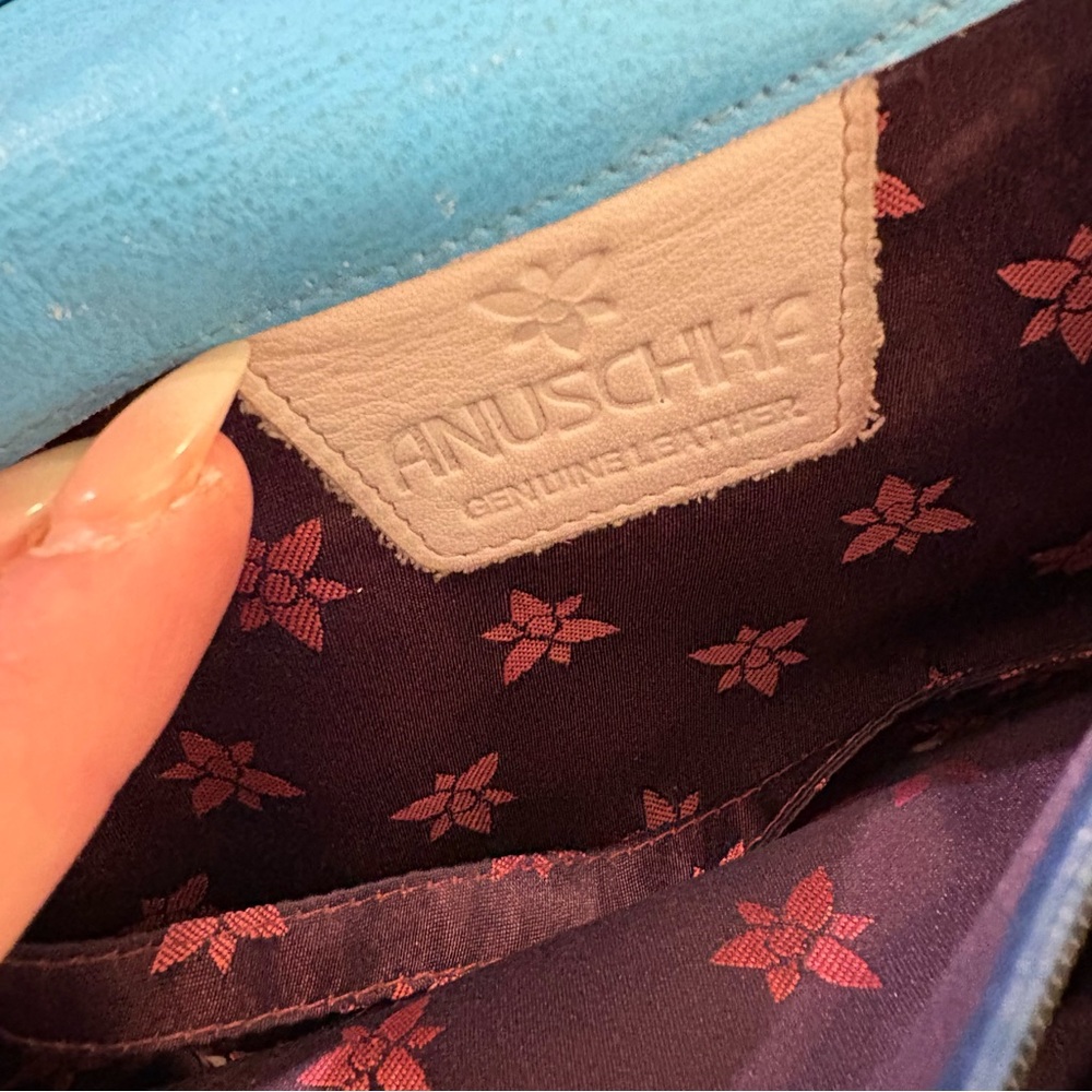 Anuschka Hand painted Colorful Floral Scenic Crossbody Small Leather Bag - Picture 5 of 8